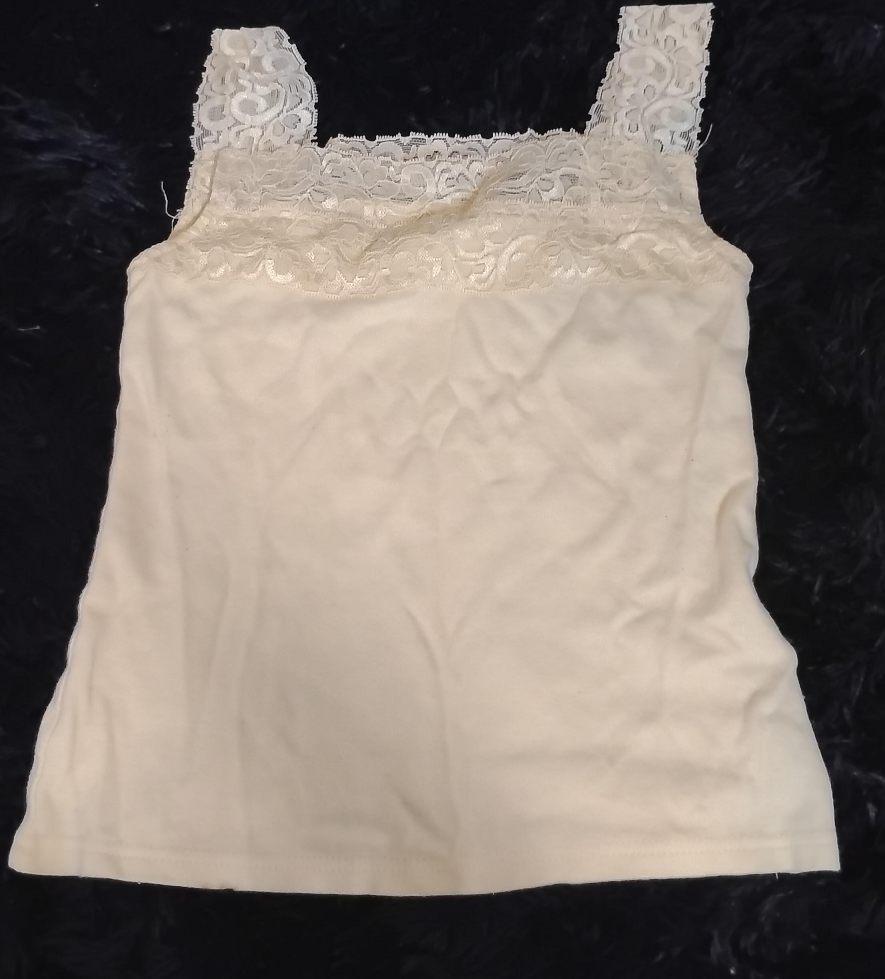 Lace Trim Tank Top - Cream thumbnail