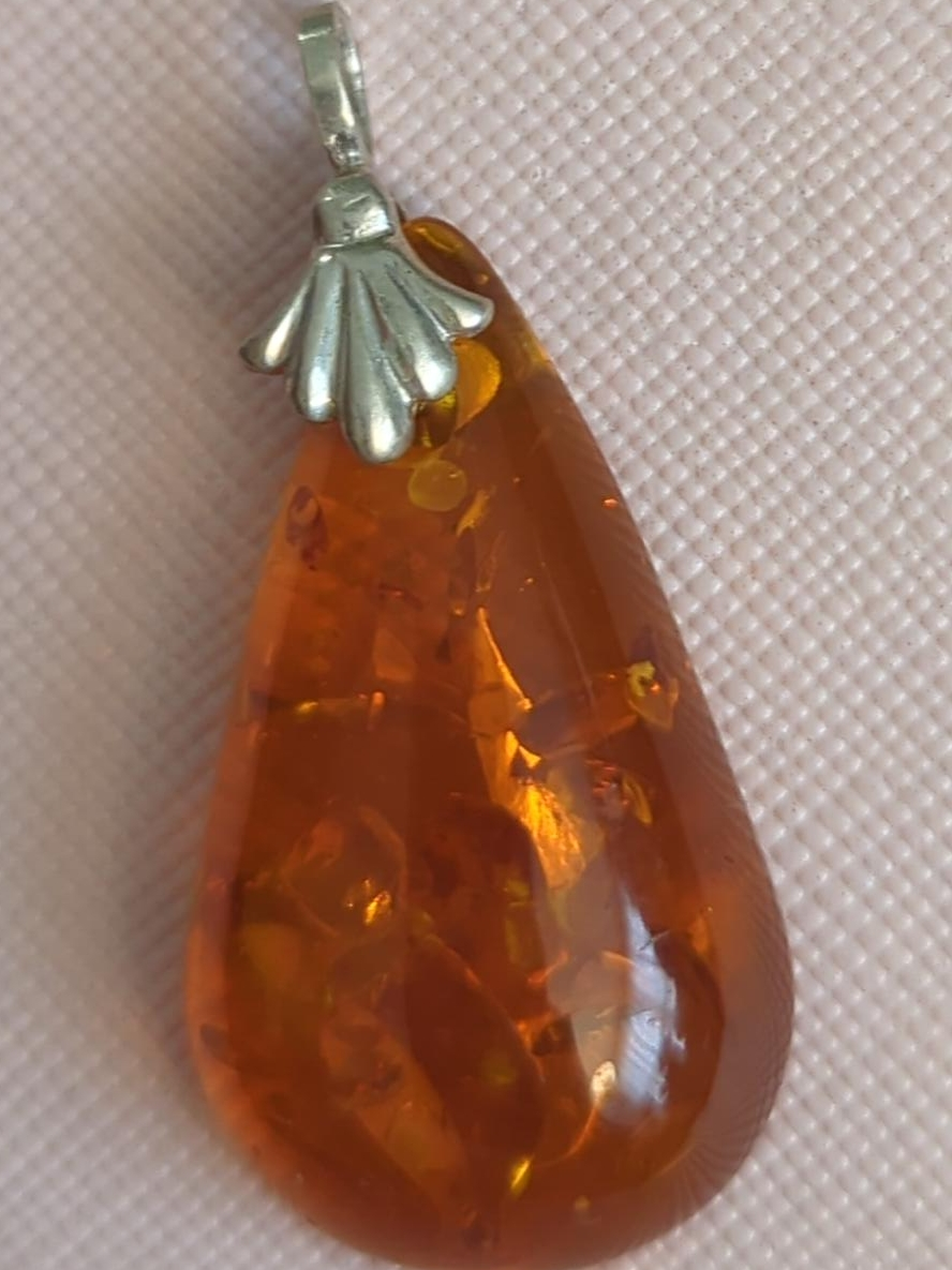 Amber Teardrop Pendant