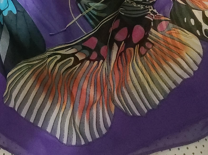 Purple Butterfly Print Scarf