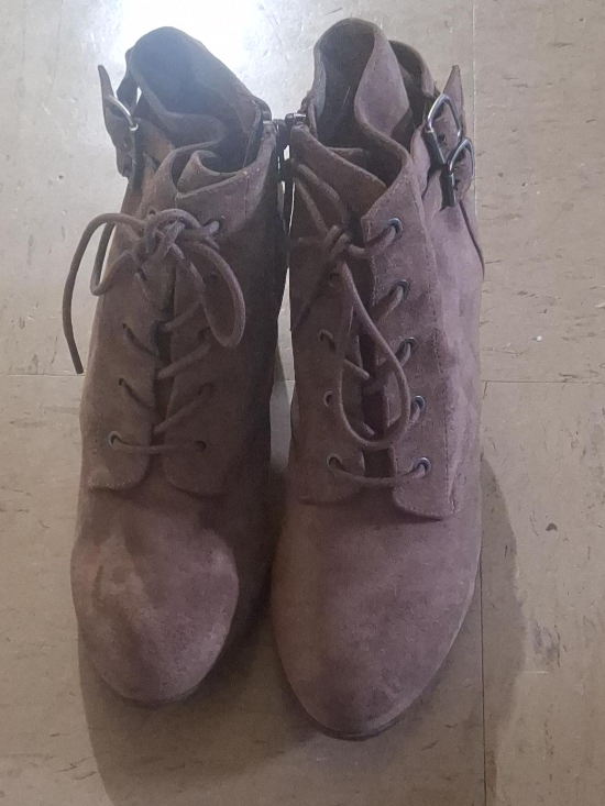 Brown Lace-Up Heeled Booties thumbnail