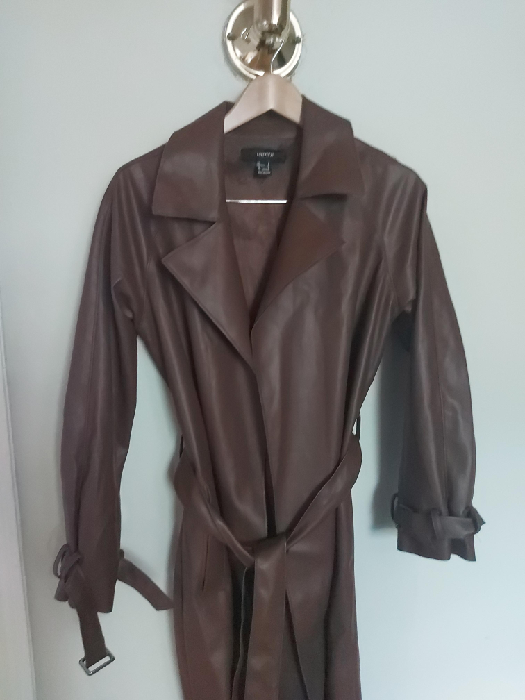 Forever 21 Brown Trench Coat - Size S thumbnail