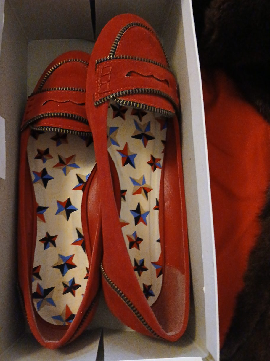 Red Zipper Loafer Shoes thumbnail
