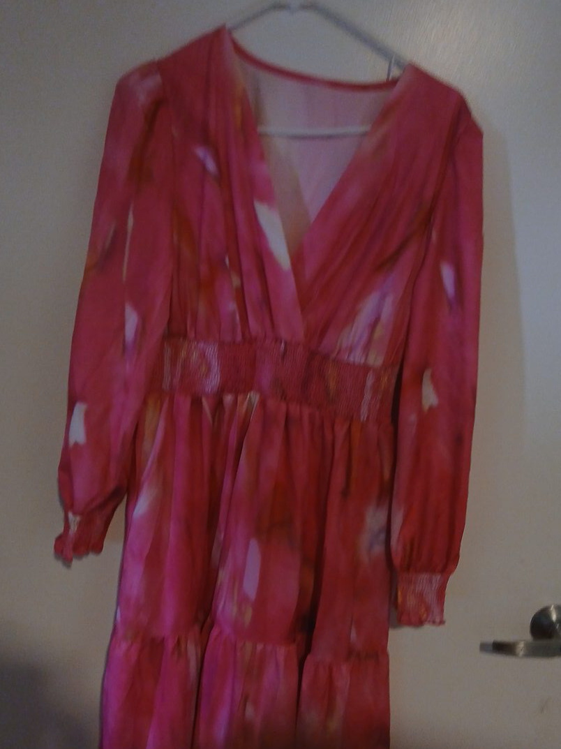 Pink Tie-Dye Long Sleeve Dress thumbnail