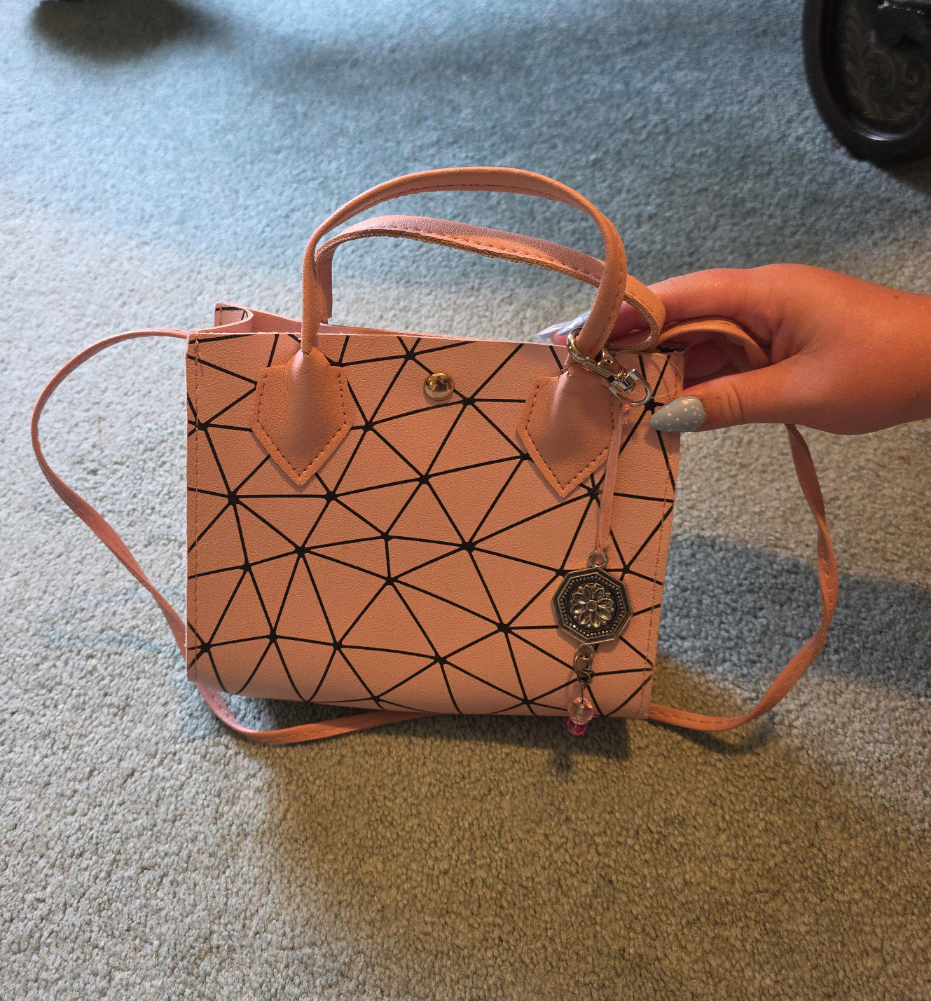 Cute Pink Geometric Pattern Handbag thumbnail
