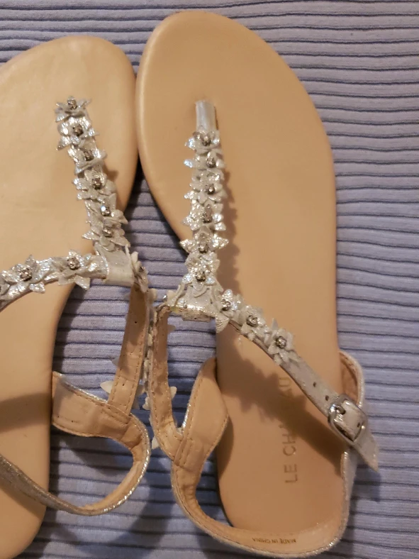 Le Chateau Silver Floral Sandals thumbnail