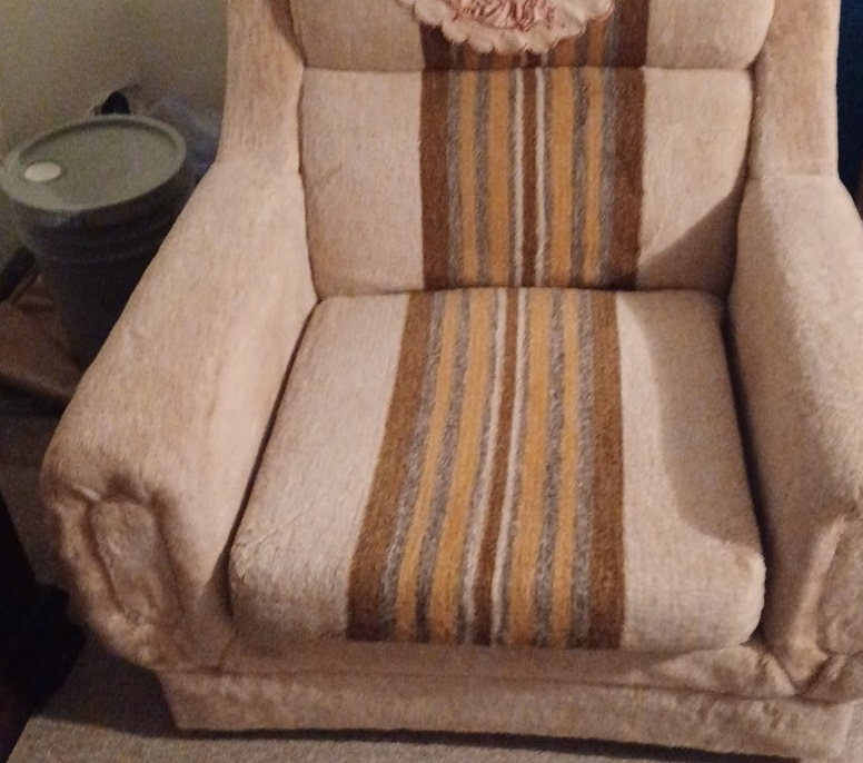 Retro Armchair - Beige with Striped Pattern thumbnail