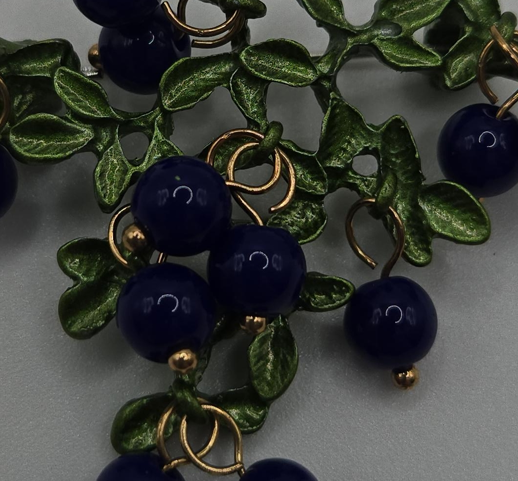 Blue Berry & Green Leaf Brooch thumbnail