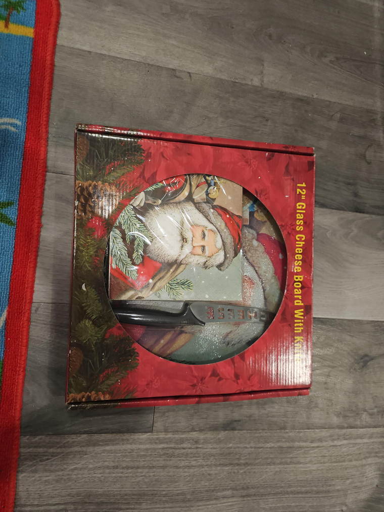 12" Glass Cheese Board with Knife - New in Box! thumbnail