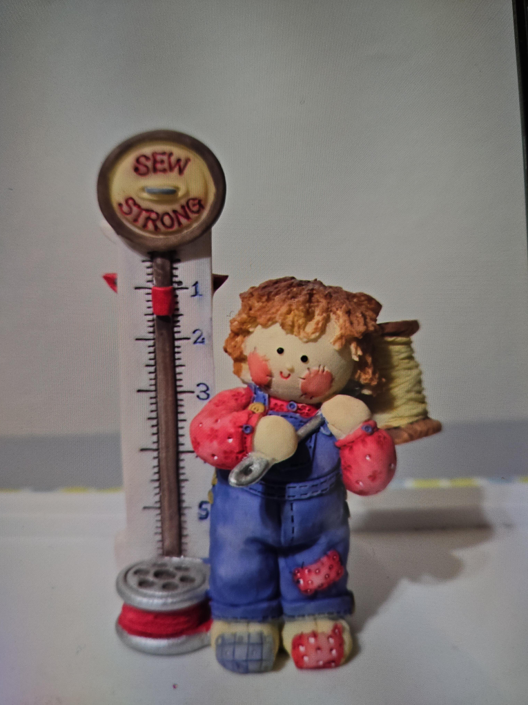 🥕1994 Enesco Cute as a Button Down Carnival Boy with Mallet thumbnail