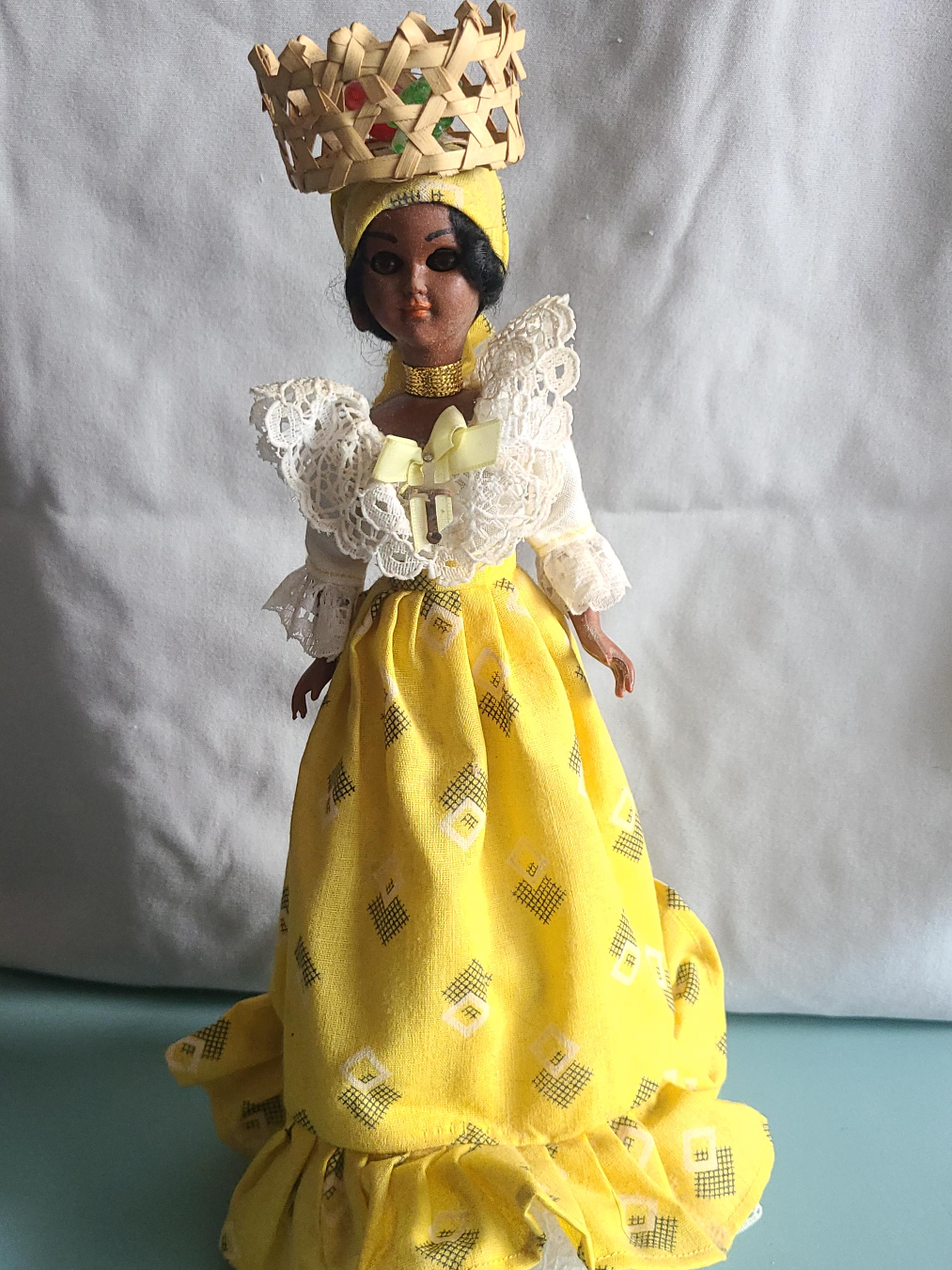 Vintage Souvenir Doll in Yellow Dress thumbnail