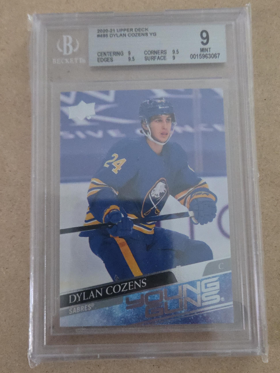 Dylan Cozens Upper Deck Young Guns Rookie Card - BGS 9 Mint thumbnail