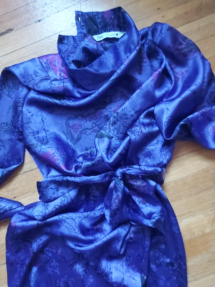 Zara Blue Floral Dress - Size Small thumbnail
