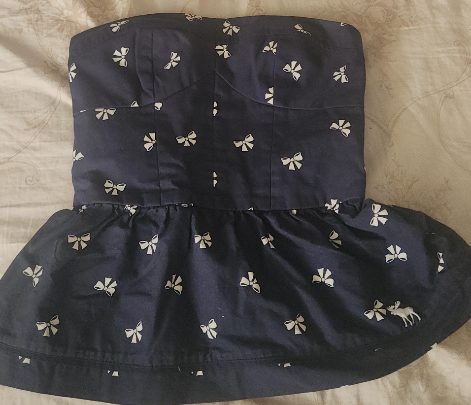 Abercrombie & Fitch XS Strapless Navy Blue Top thumbnail