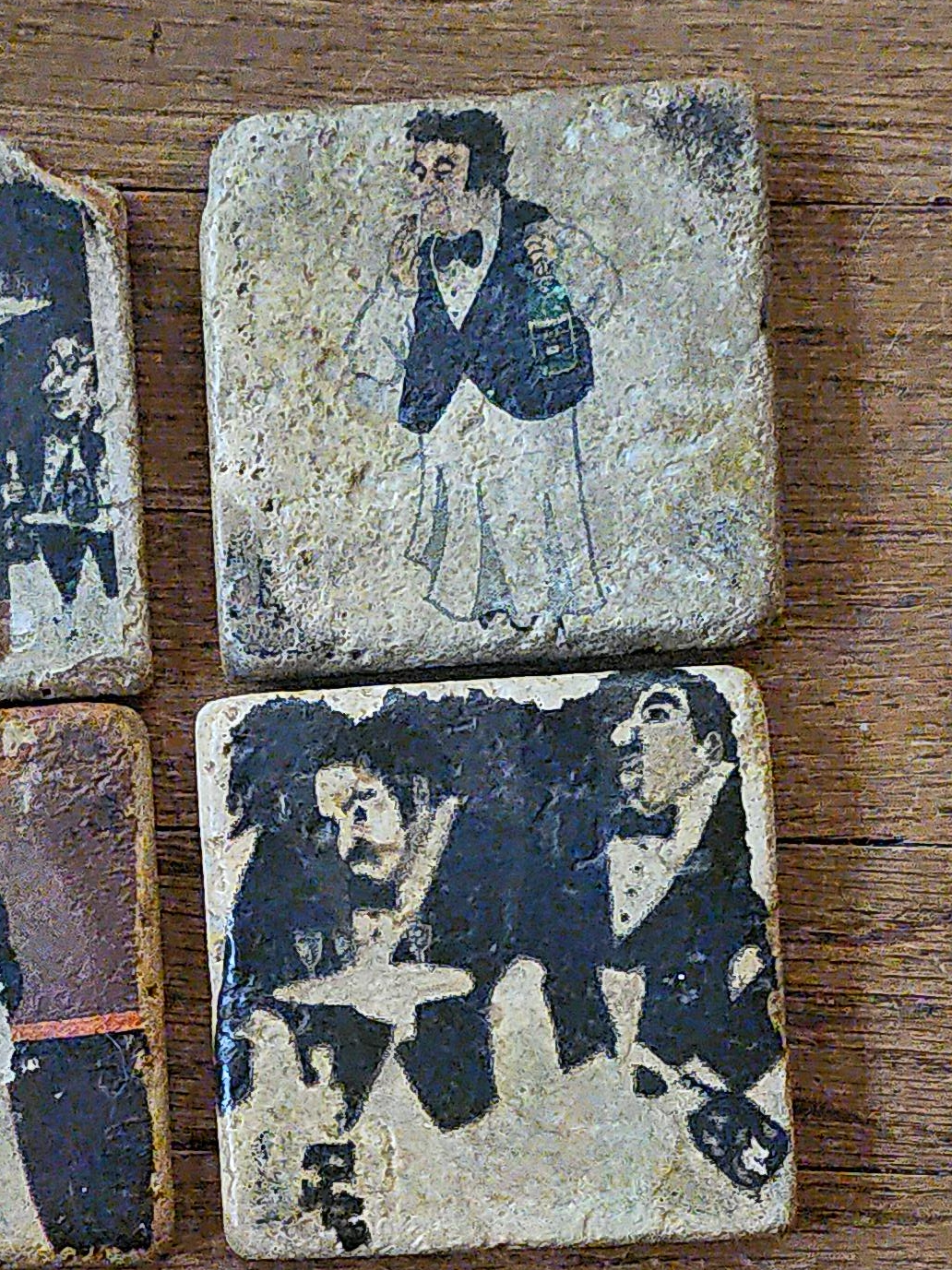 Vintage Stone Coasters with Bartender Design thumbnail