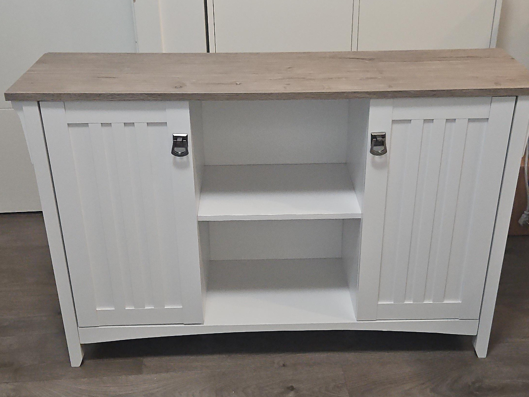 White Cabinet with Wood Top thumbnail