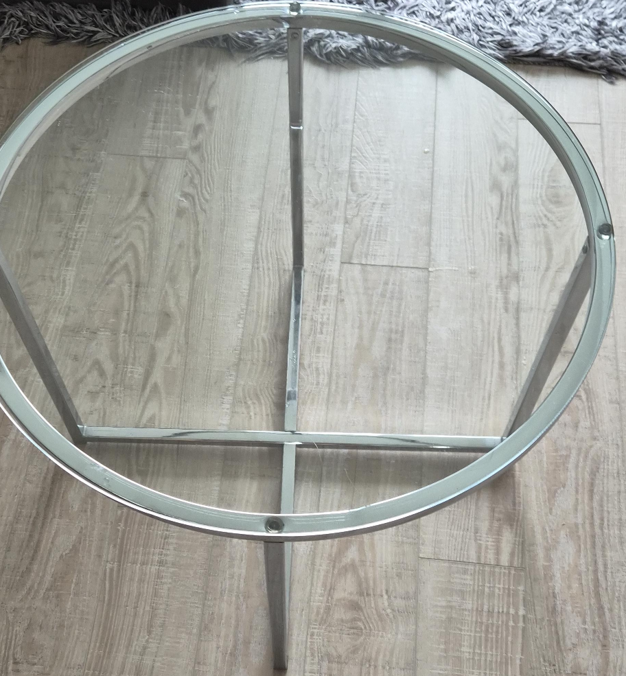 Round Glass & Chrome Side Table thumbnail
