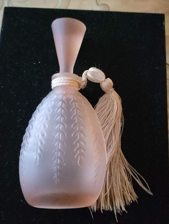 Vintage Pink Glass Perfume Bottle with Tassel thumbnail