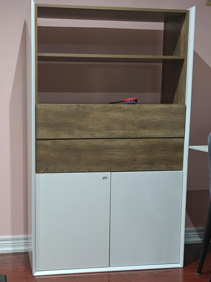 White & Wood Bookshelf with Drawers ( modified) thumbnail