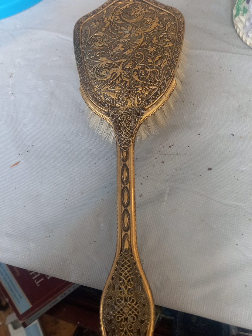 Vintage Gold-Tone Handled Brush thumbnail