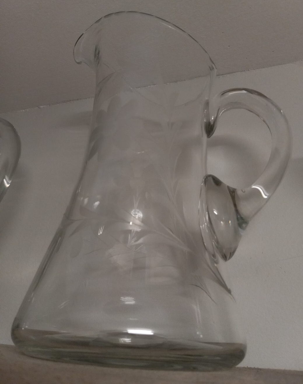 Glass Pitcher with Floral Design thumbnail