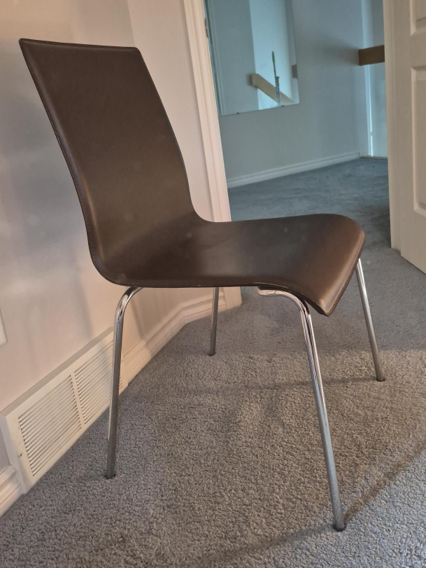 Brown Dining Chair with Chrome Legs thumbnail