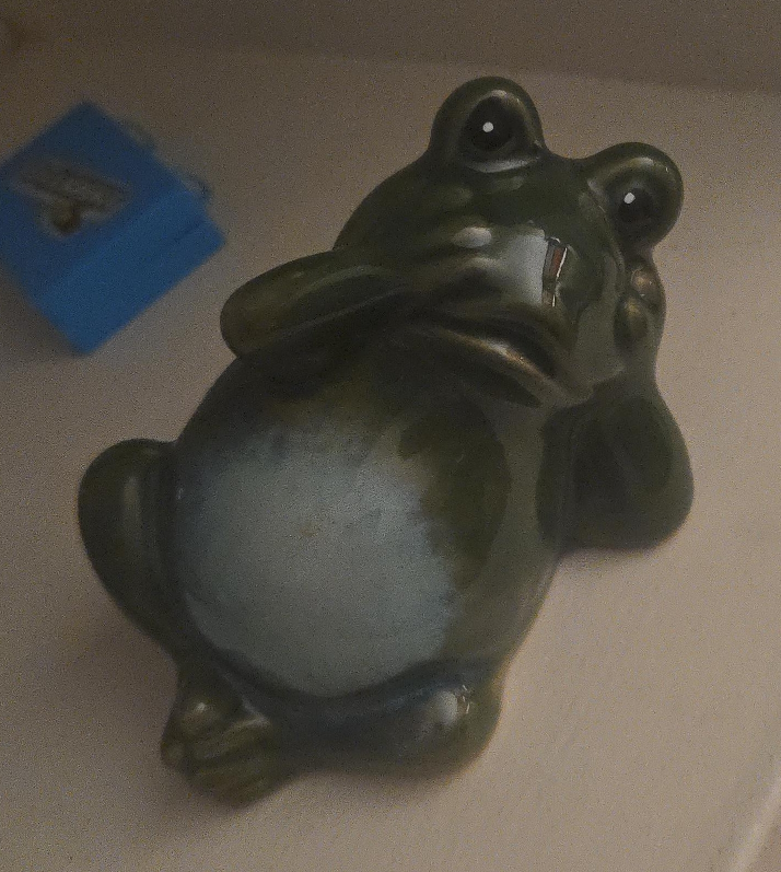 Green Ceramic Frog Figurine thumbnail