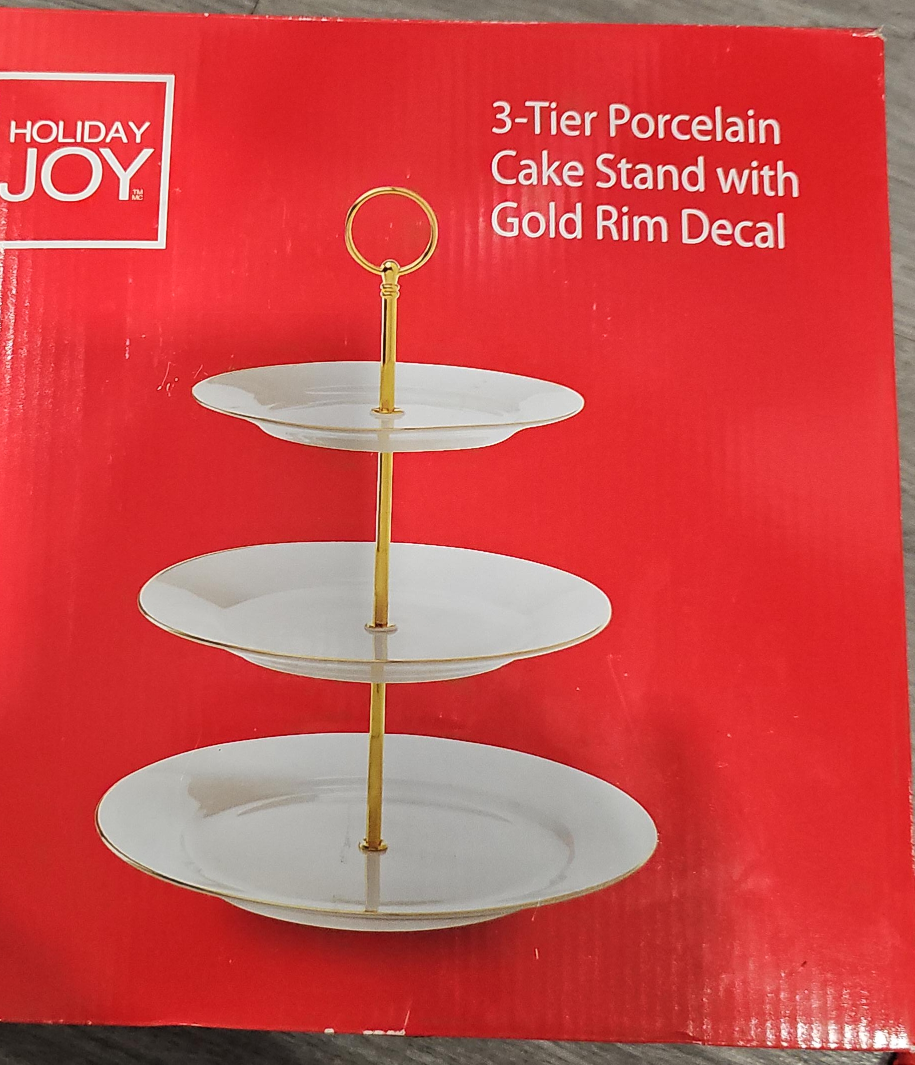 Holiday Joy 3-Tier Porcelain Cake Stand - New thumbnail