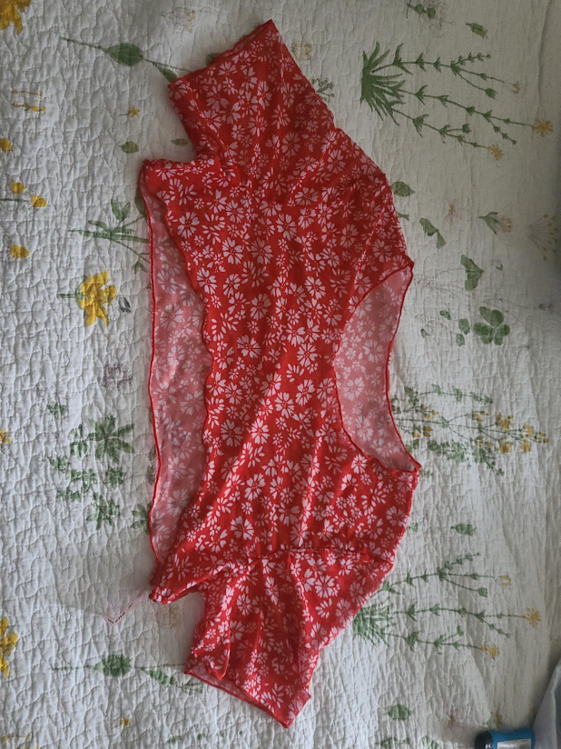 SHEIN Red Floral Mesh Top - Size 1XL thumbnail