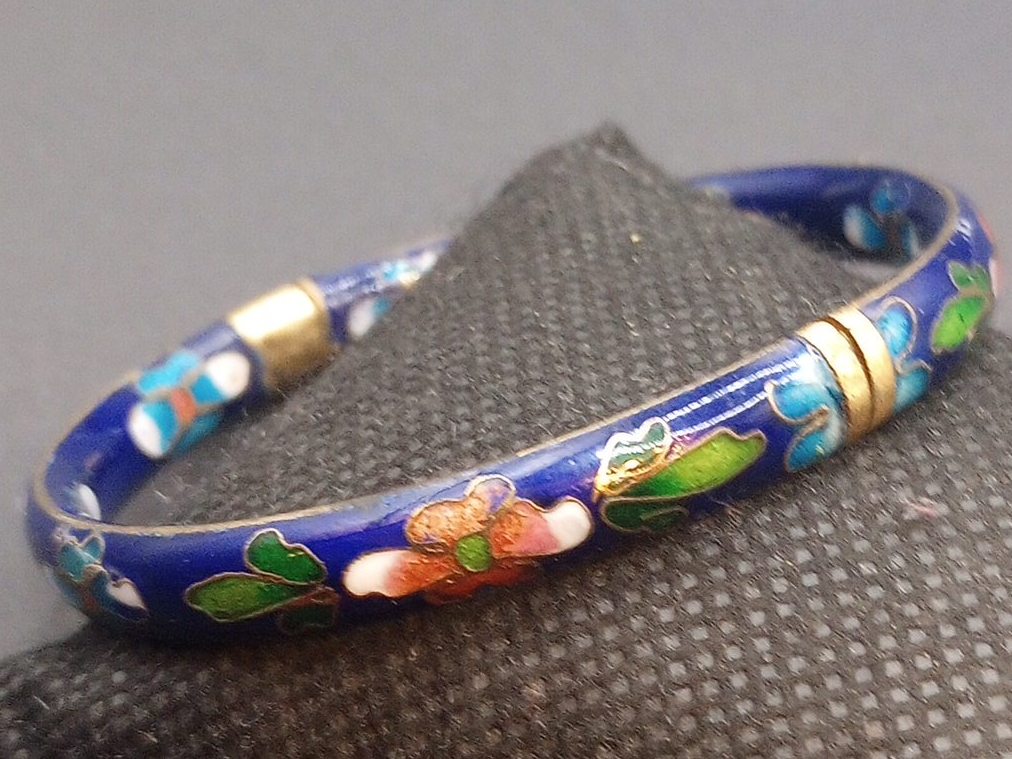 Vintage Cloisonné Bangle Bracelet thumbnail