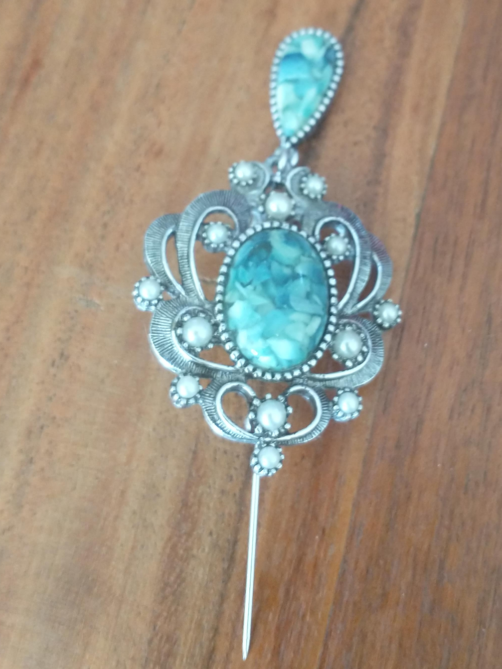 Vintage Hair Pin with Turquoise Stone thumbnail