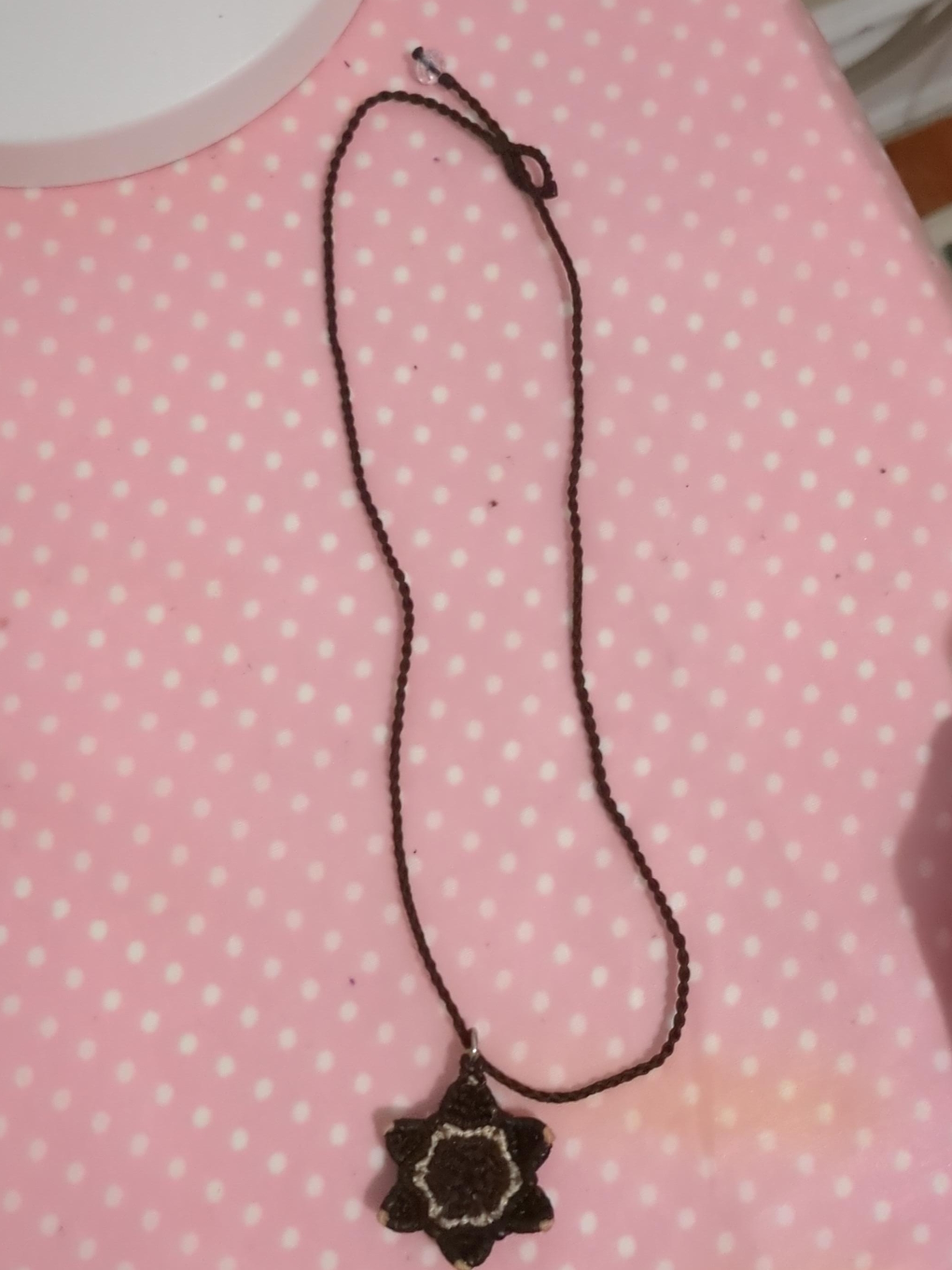 Brown Crochet Star Pendant Necklace