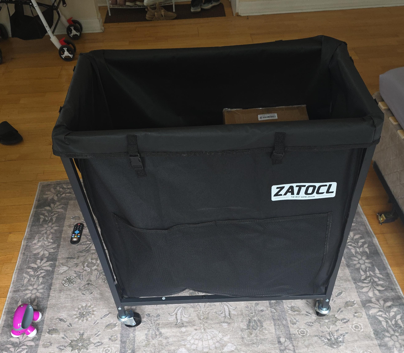Zatocl Rolling Laundry Hamper Cart - Black thumbnail
