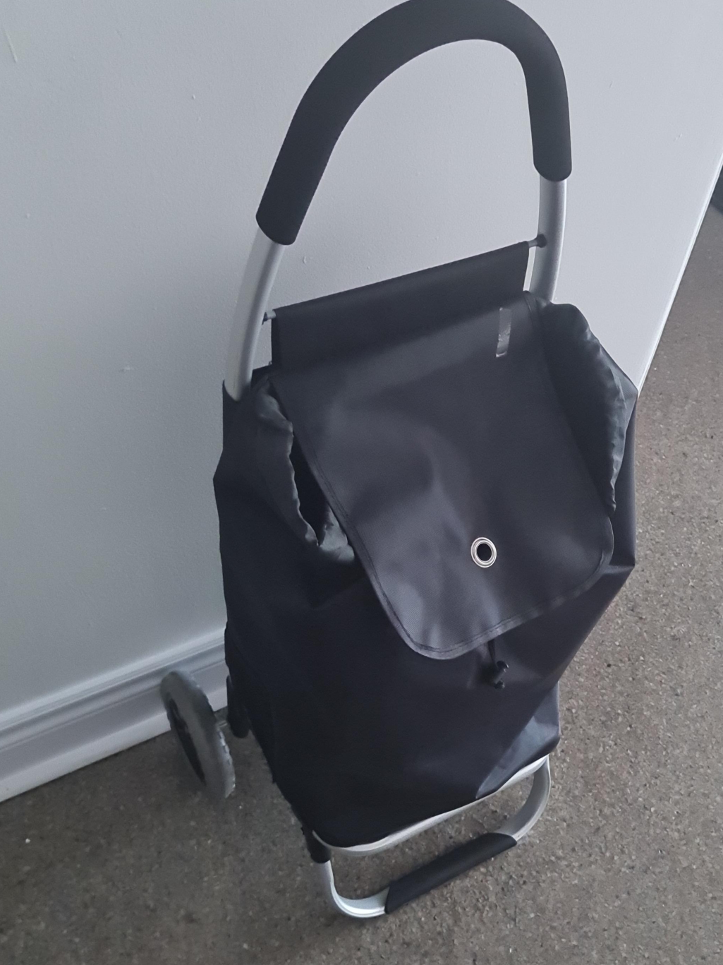 Black Shopping Cart with Wheels
