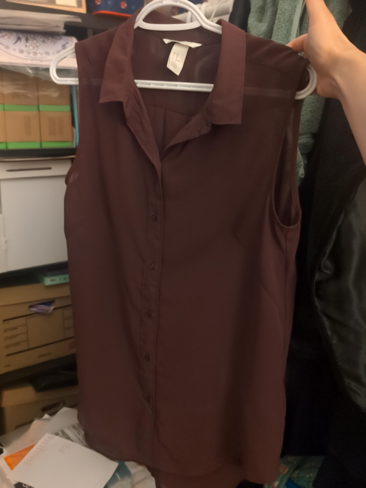 H&M Burgundy Sleeveless Blouse - Size 10