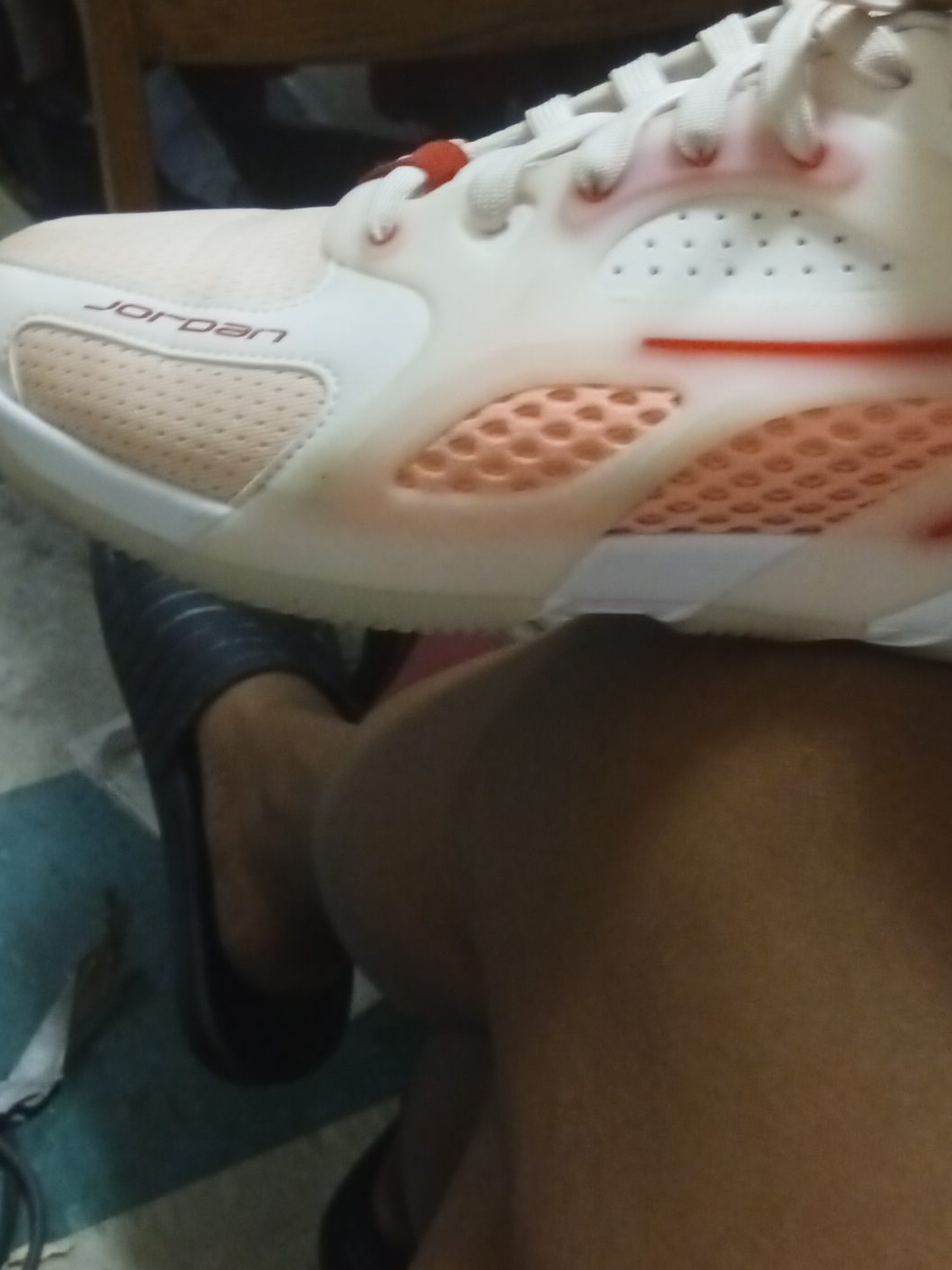 Jordan White and Red Athletic Shoes