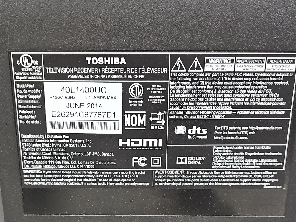 Toshiba 40L1400UC 40-inch TV - photo 4