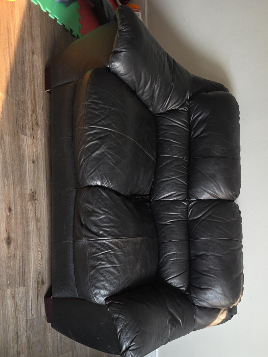 Black Leather Loveseat Sofa thumbnail