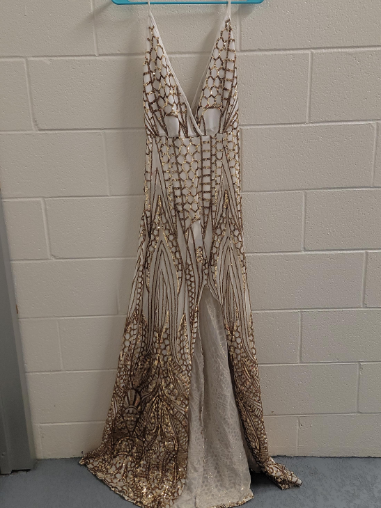 White & Gold Sequin Gown thumbnail