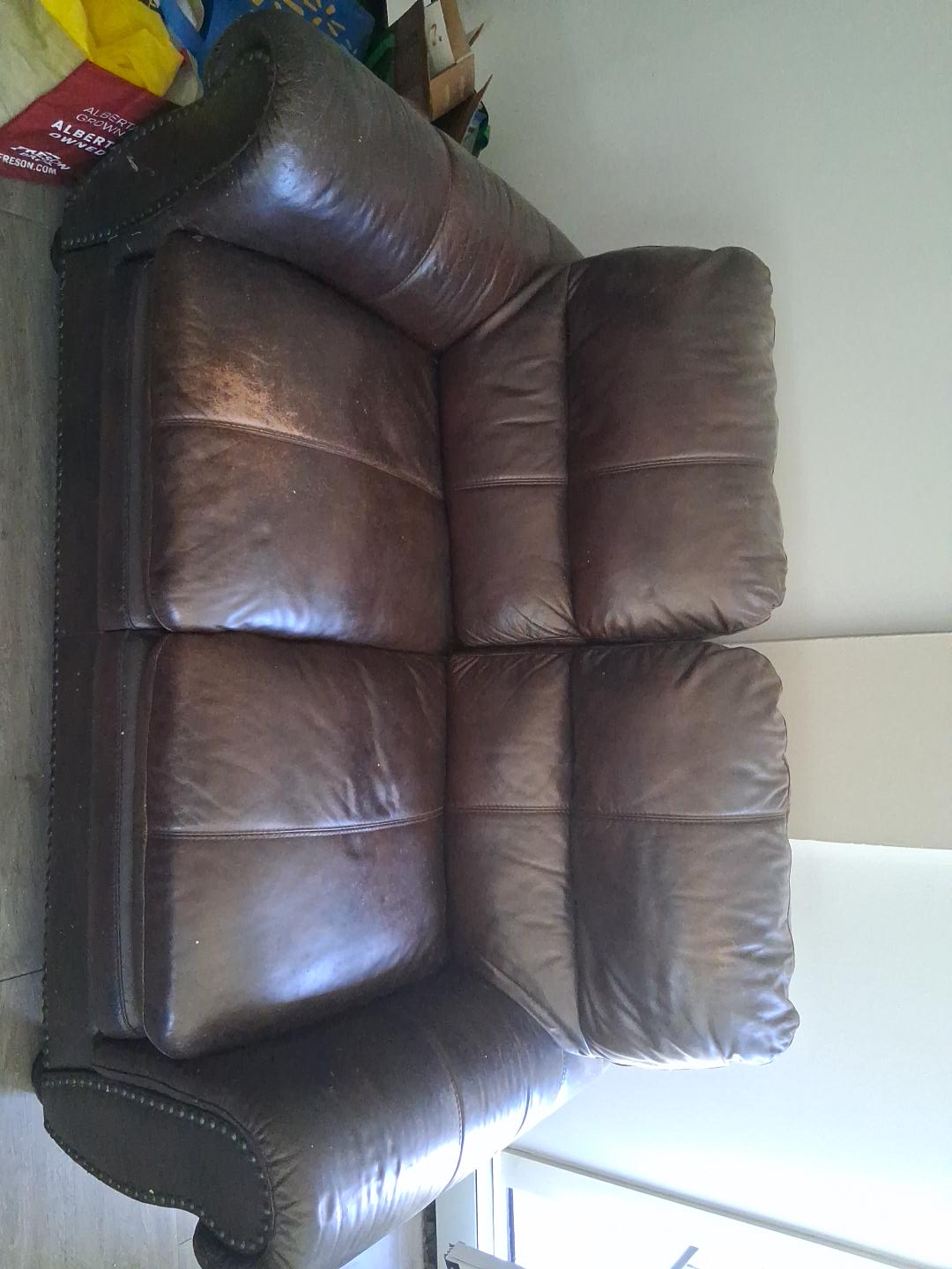 Brown Leather Loveseat thumbnail
