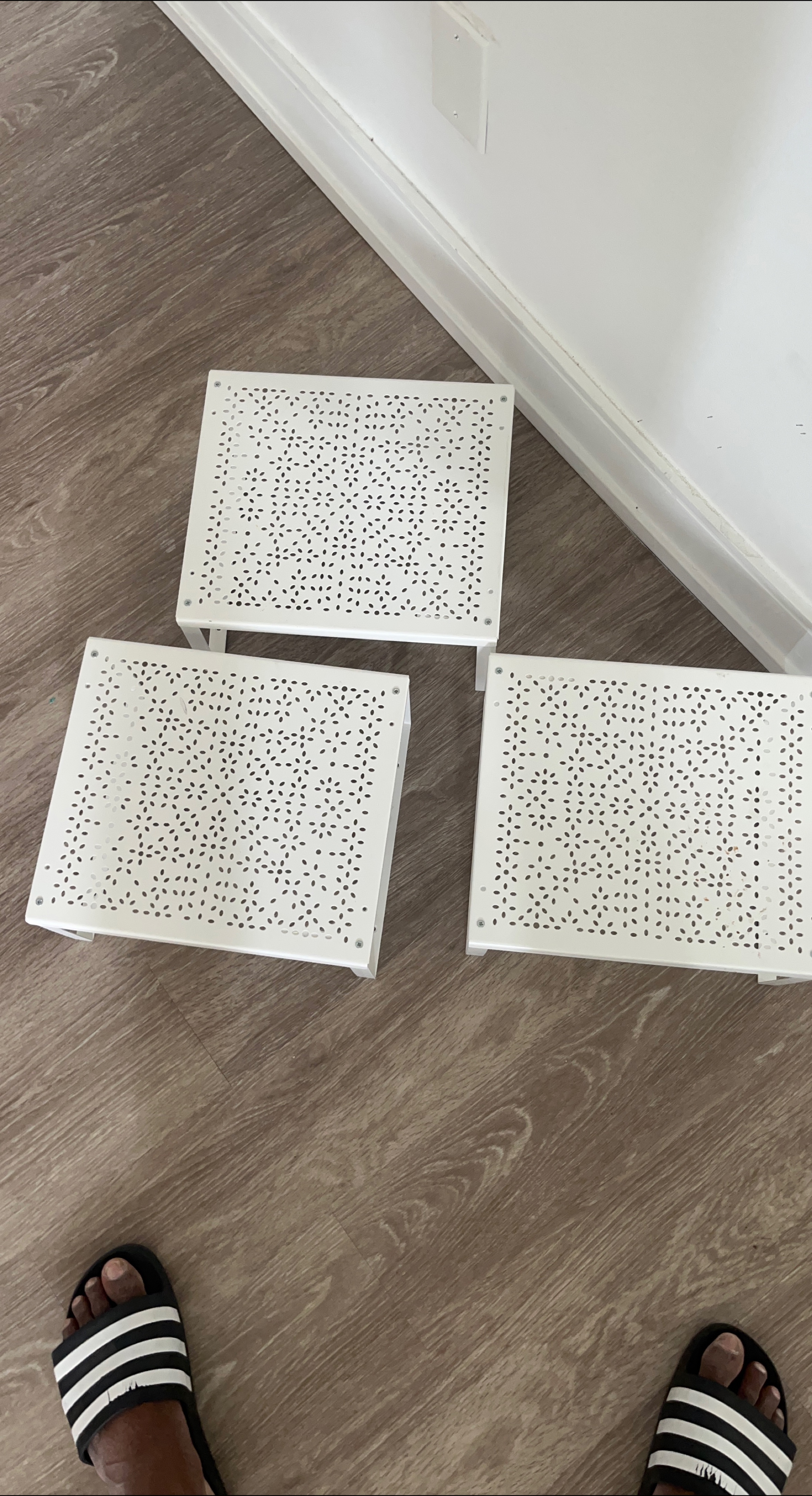 IKEA White Metal Step Stools (Set of 3) thumbnail