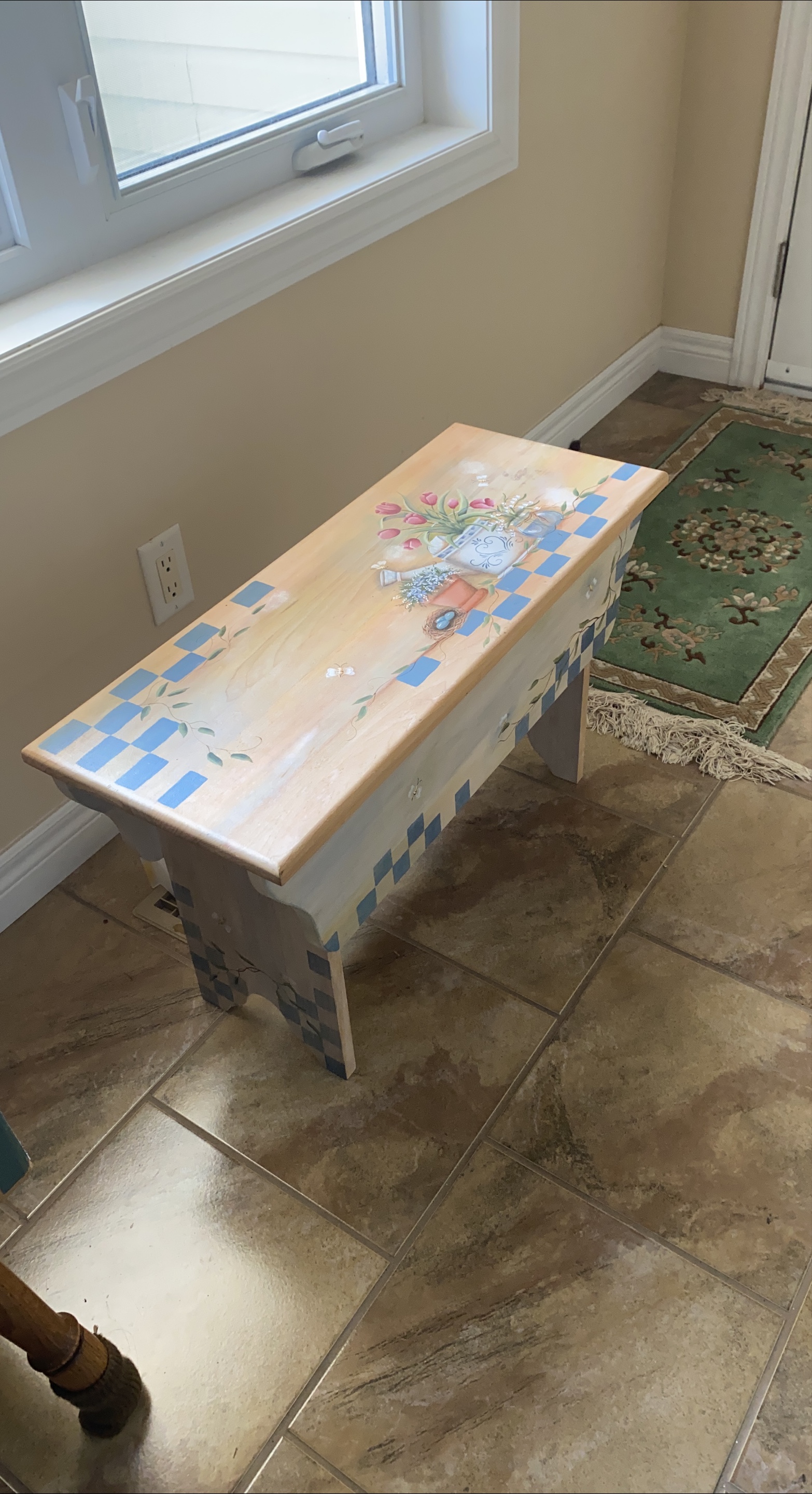 Hand-Painted Wooden Bench thumbnail