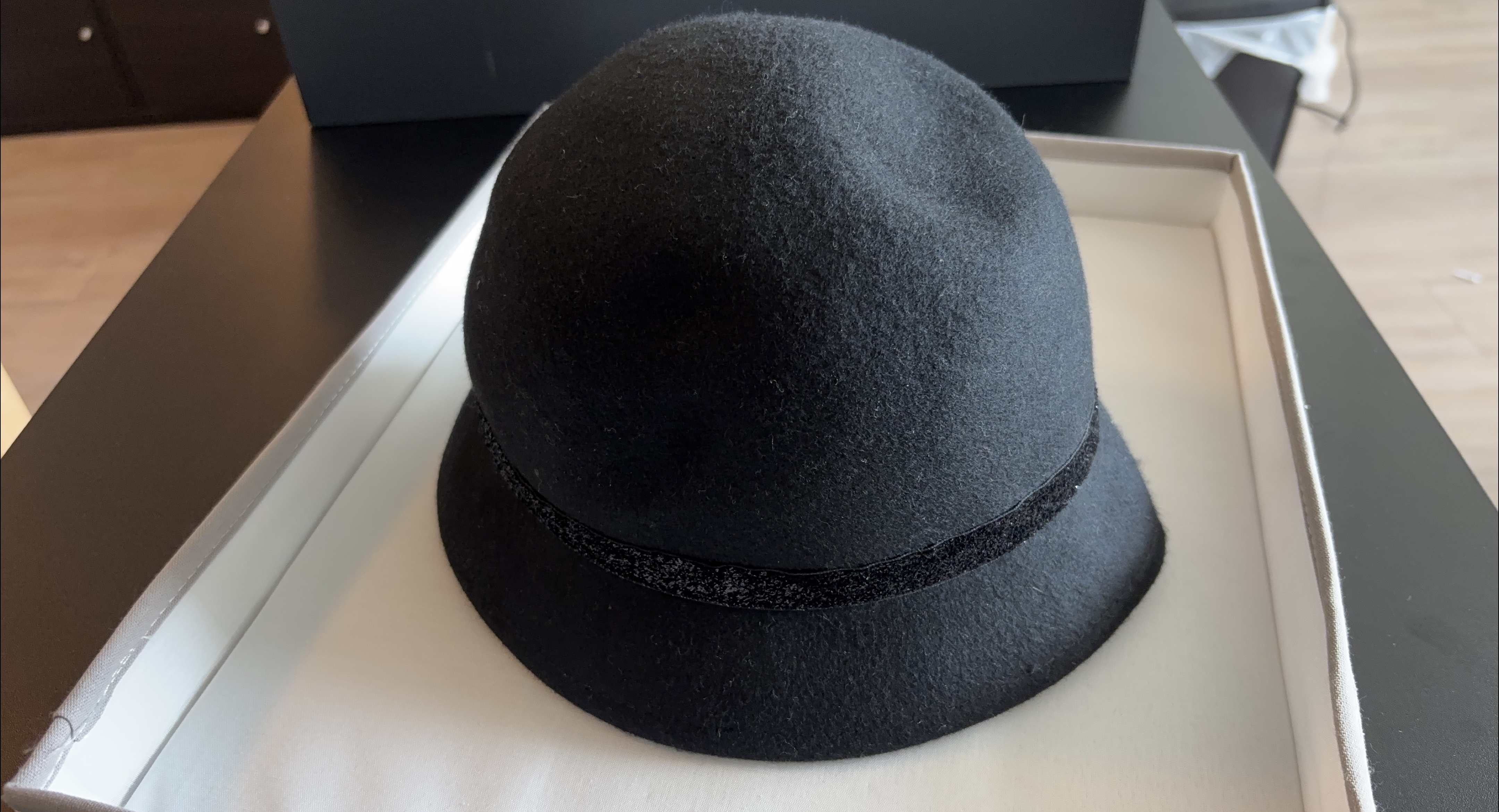Black Wool Cloche Hat thumbnail