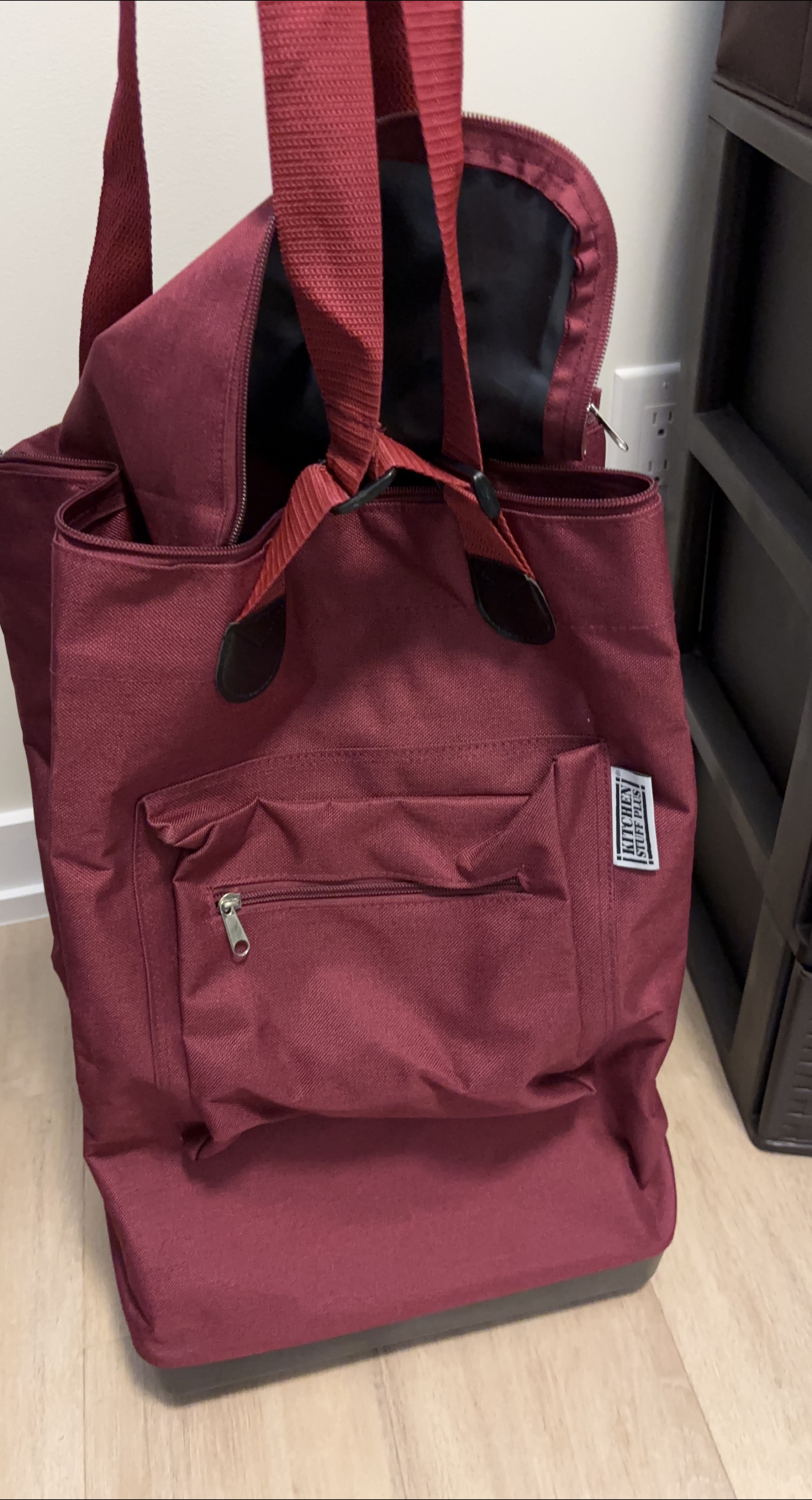 Kitchen Stuff Plus Rolling Tote Bag - Burgundy thumbnail