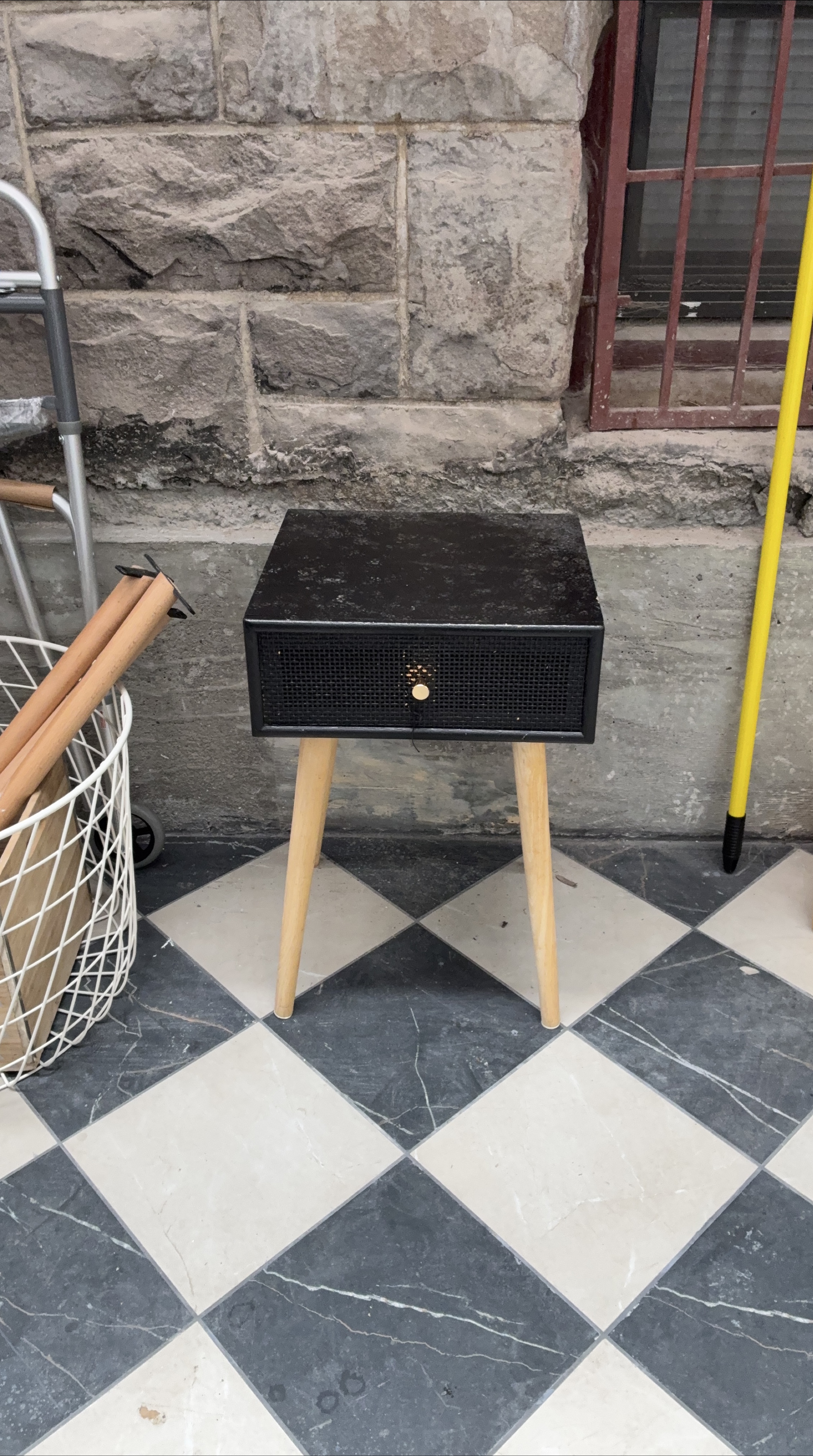 Black Nightstand with Drawer thumbnail