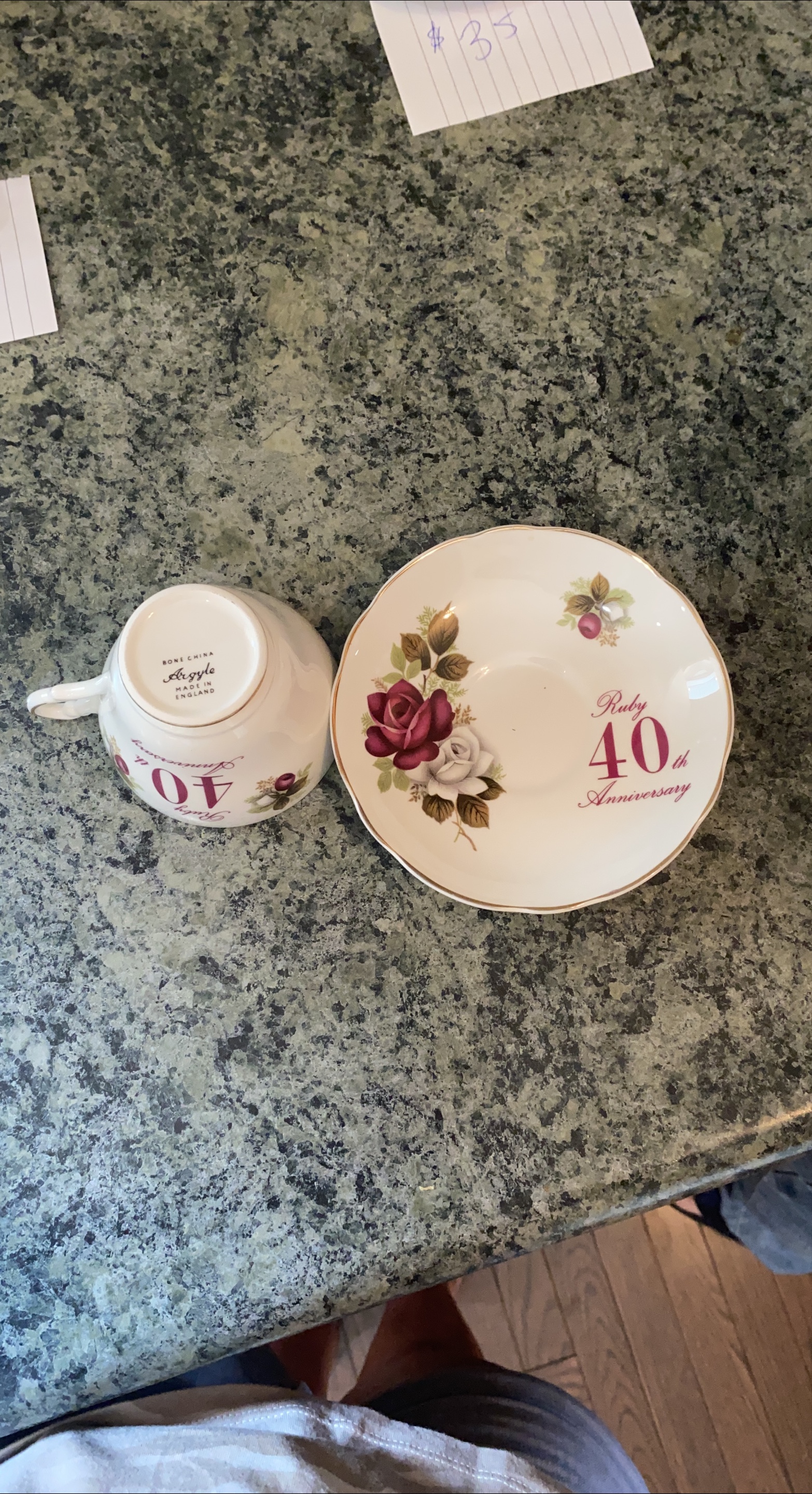 Argyle Bone China Ruby 40th Anniversary Cup & Saucer thumbnail