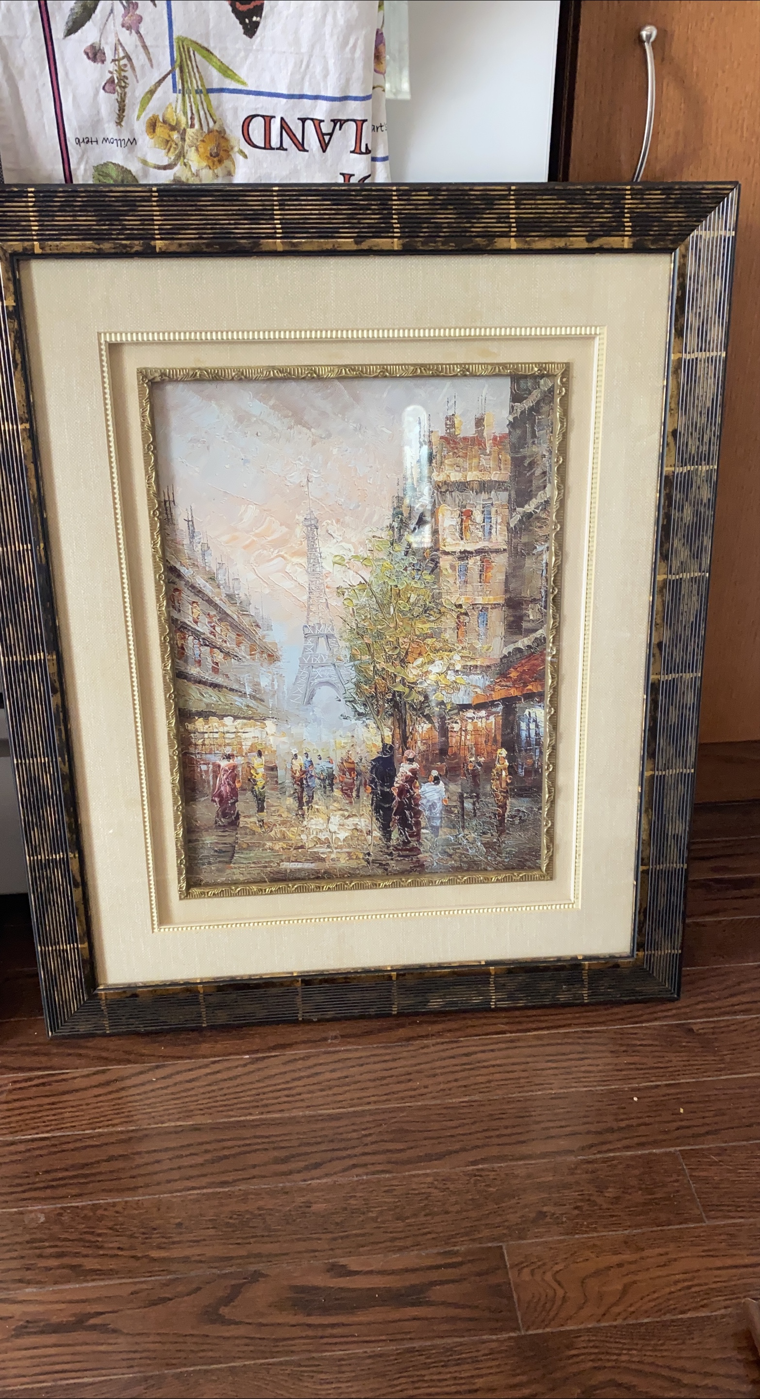 Framed Paris Street Scene Painting thumbnail
