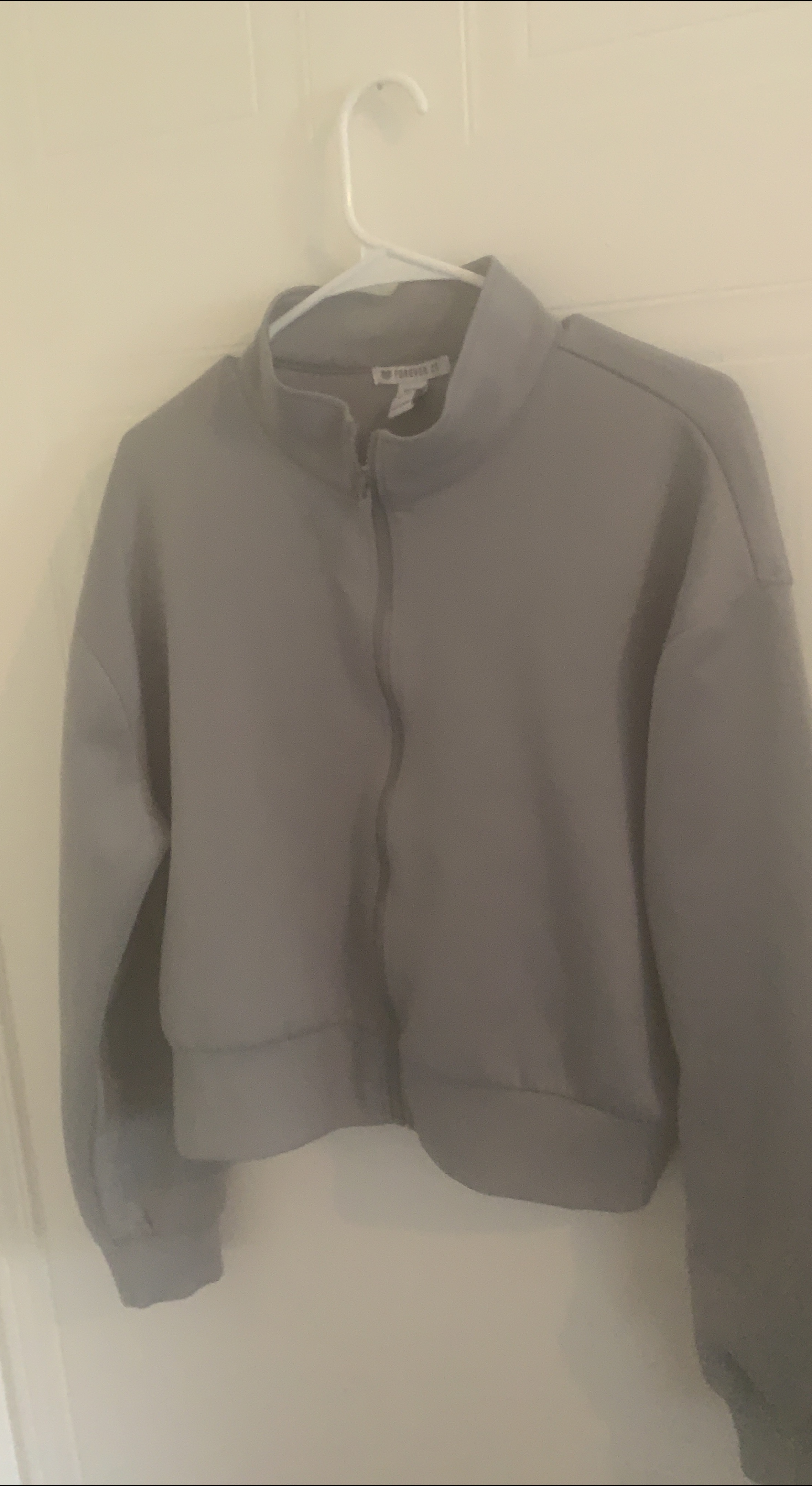 Forever 21 Grey Zip-Up Jacket thumbnail