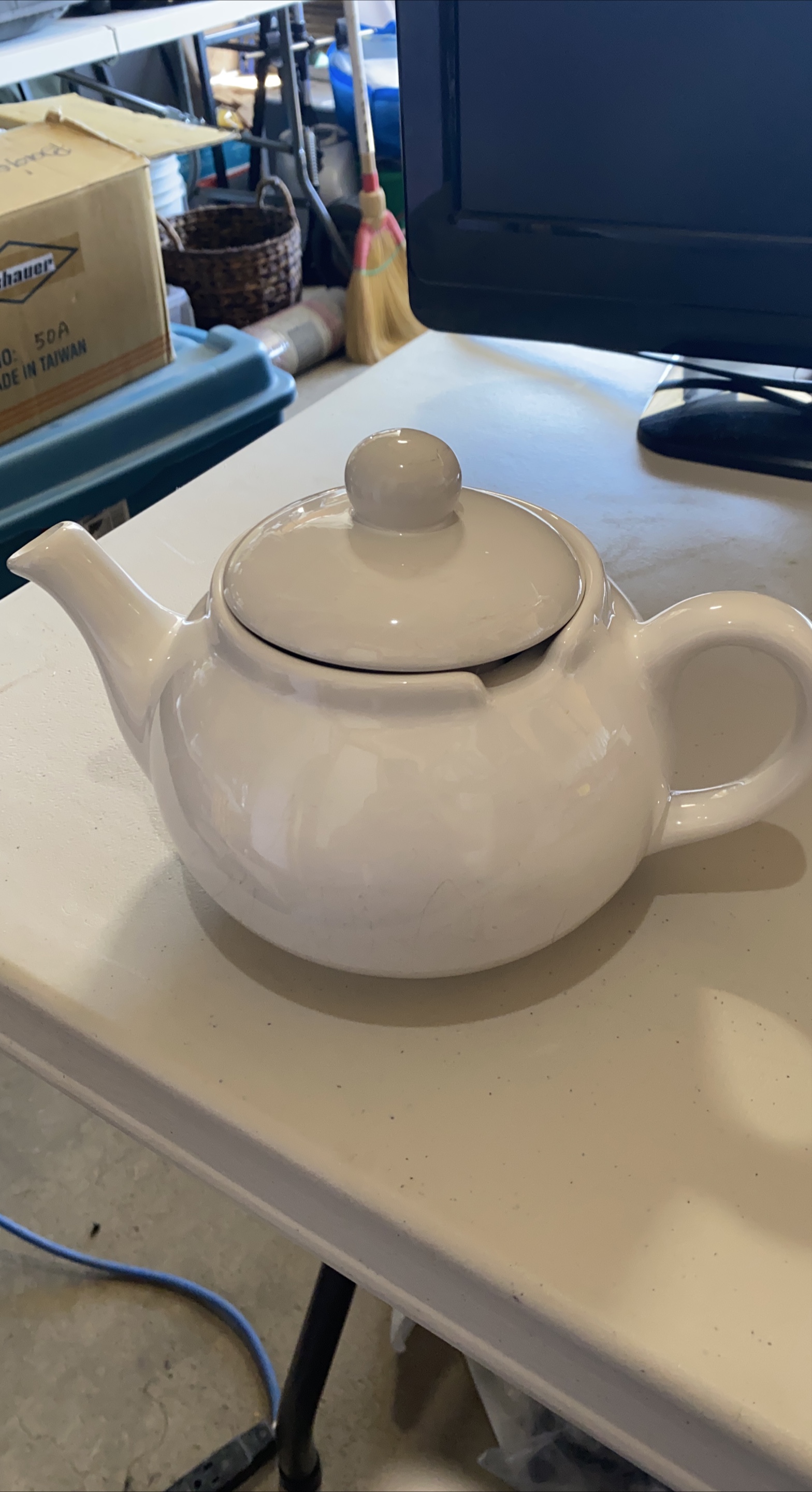 PC Brand White Ceramic Teapot with Lid thumbnail