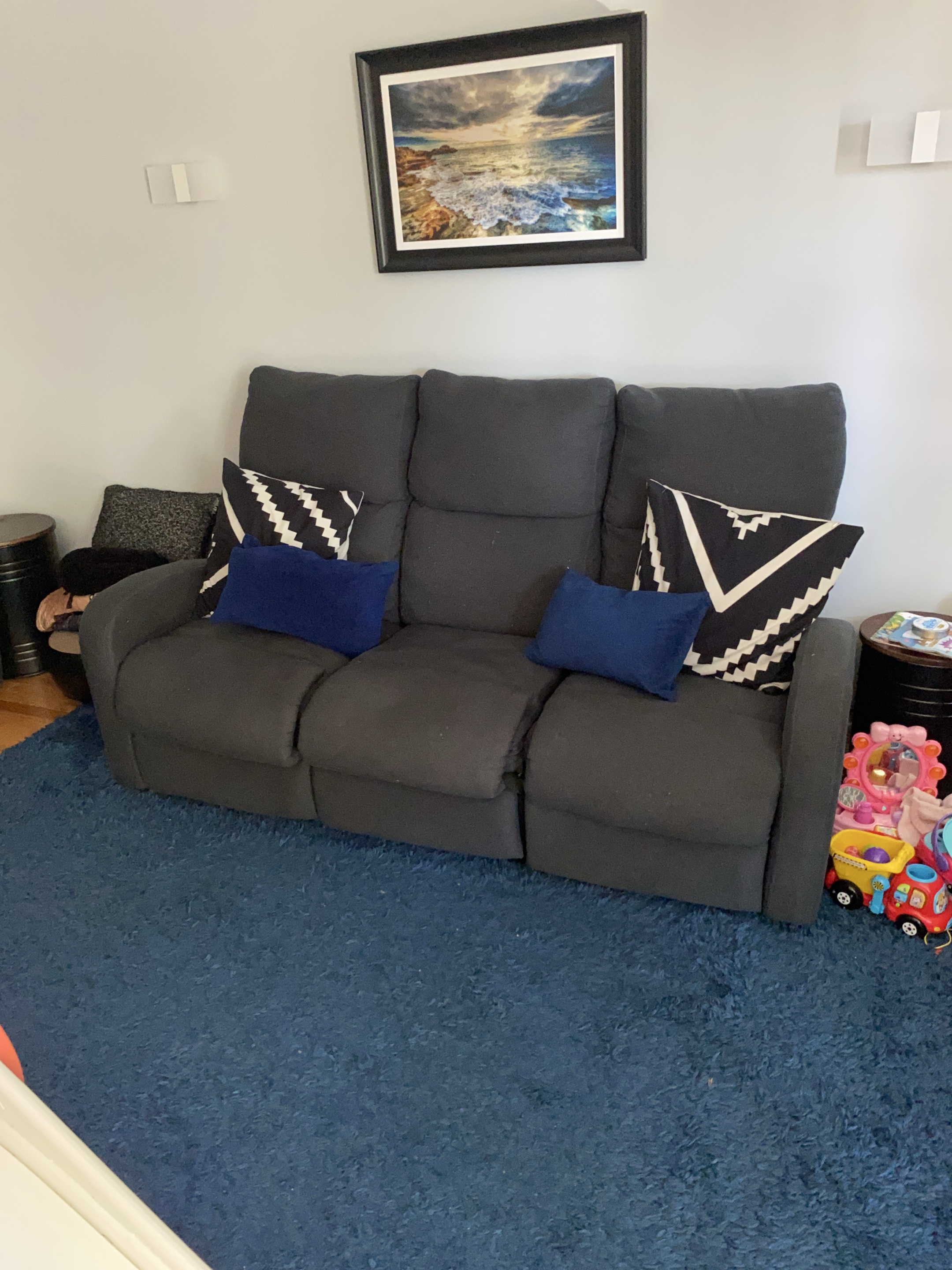 Dark Grey 3-Seater Recliner Sofa