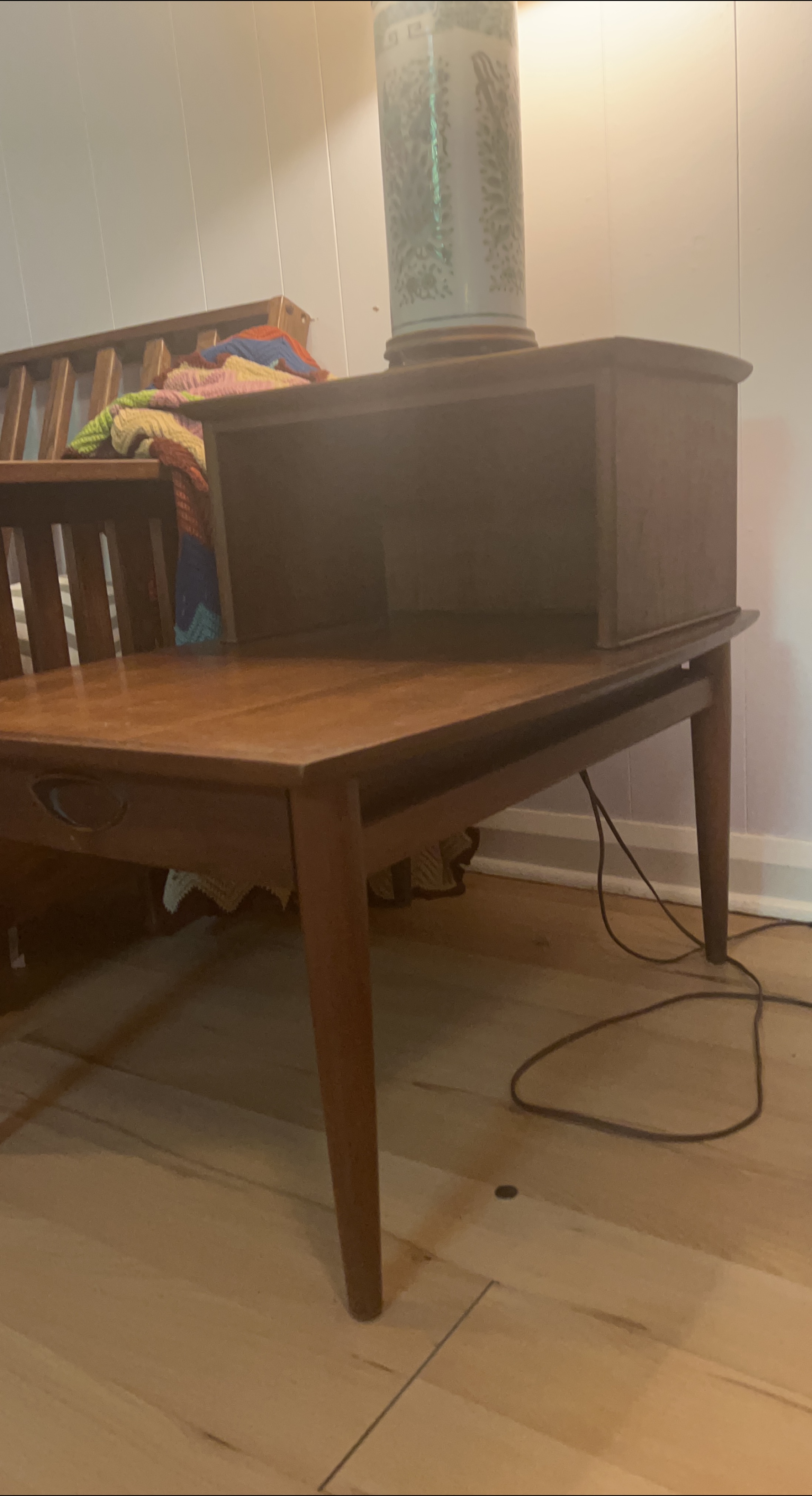 Vintage Wooden Side Table with Shelf